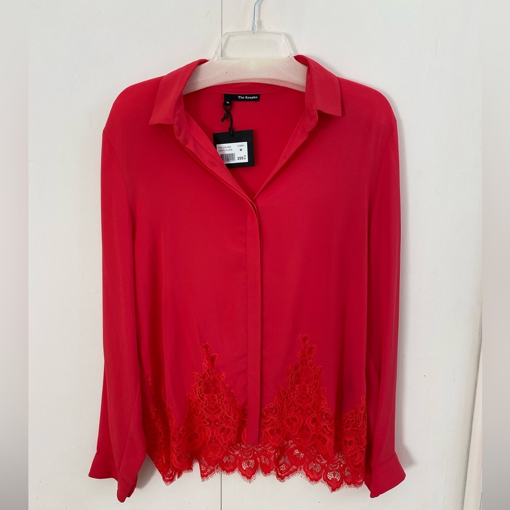 Brand new The Kooples Crepe and Lace Blouse (NWT)